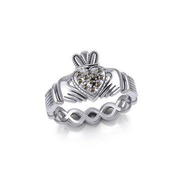 Infinity Claddagh Silver Ring with Marcasite TRI1903 - Jewelry